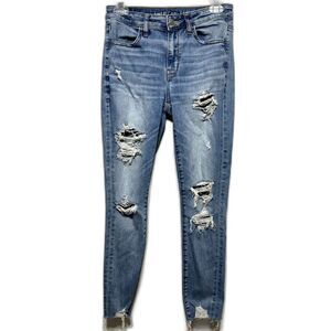 American Eagle Jeans Hi-Rise Jegging Stretch Skinny Light Wash Ripped Women sz 4